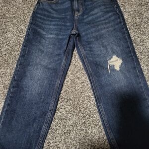 NWT Old Navy High Rise Slouchy Straight Distressed Blue Kids Jeans Size 7